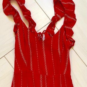 Lush Red Romper with Keyhole Back